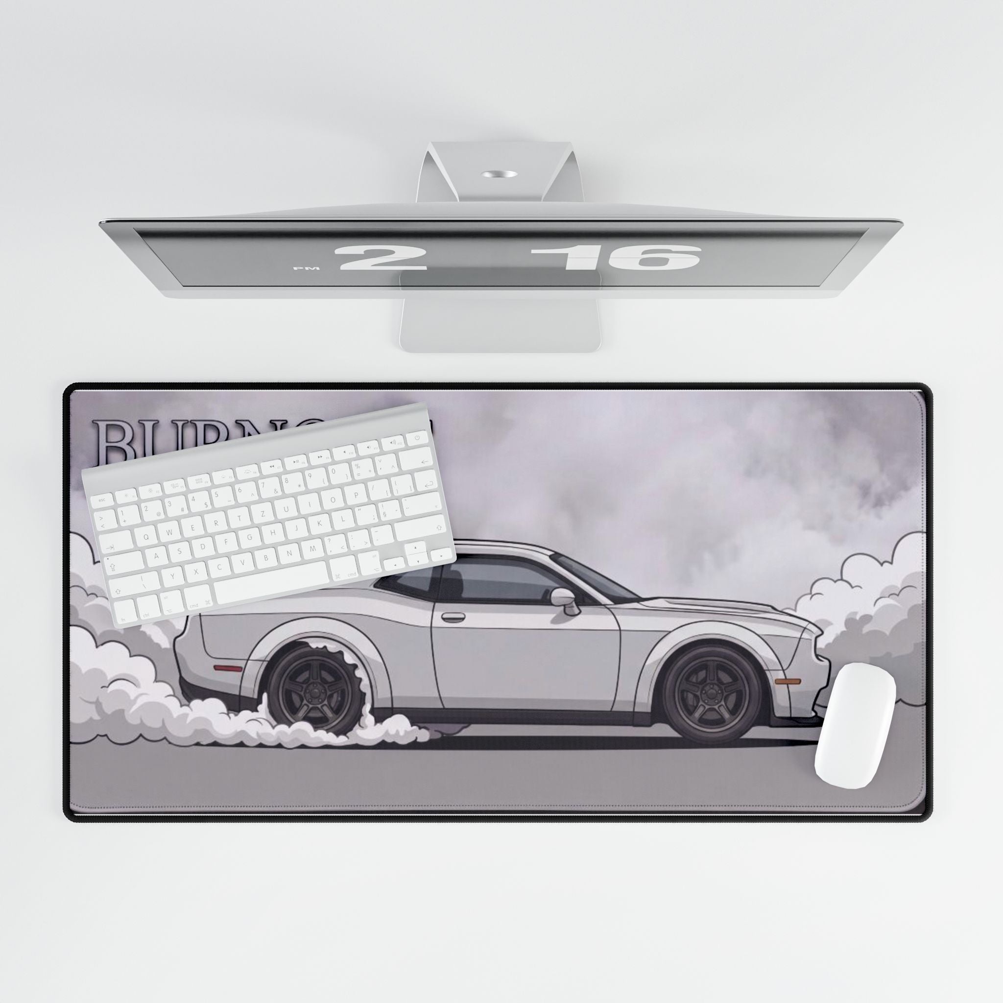 Burnout Muscle Car Desk Mat — Racing Mouse Pad for Gamers & Car Enthusiasts
